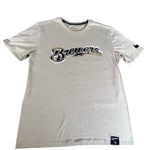 The Nike Tee Men's Milwaukee Brewers T-Shirt Gray MLB Baseball Size Large